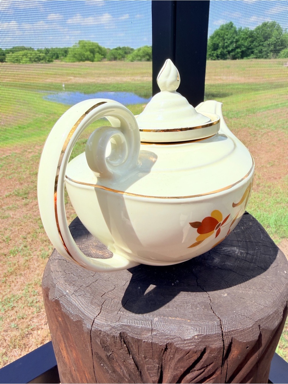 Hall Jewel Tea Autumn Leaf Aladdin Tea Pot & Infuser - Picture 4 of 14